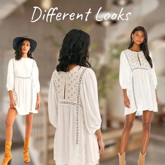 FREE PEOPLE Charlotte Embroidered Swiss Dot Relaxed Tunic/Dress-SM NWT - Picture 11 of 16